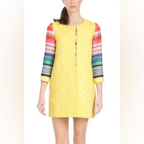 Desigual X Christian Lacroix Women’s yellow Colorful button woven Coat Sz 40 (M) - Picture 2 of 8